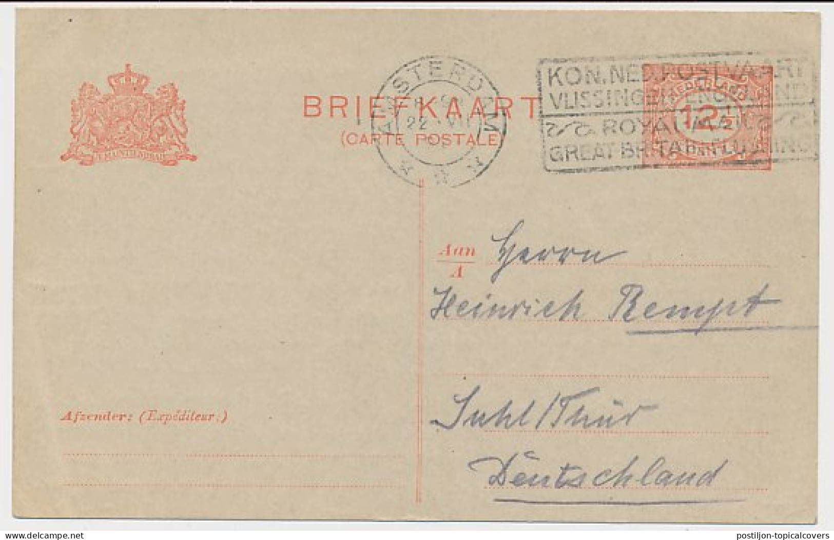 Briefkaart G. 193 Z-2 Amsterdam - Duitsland 1924 - Ganzsachen