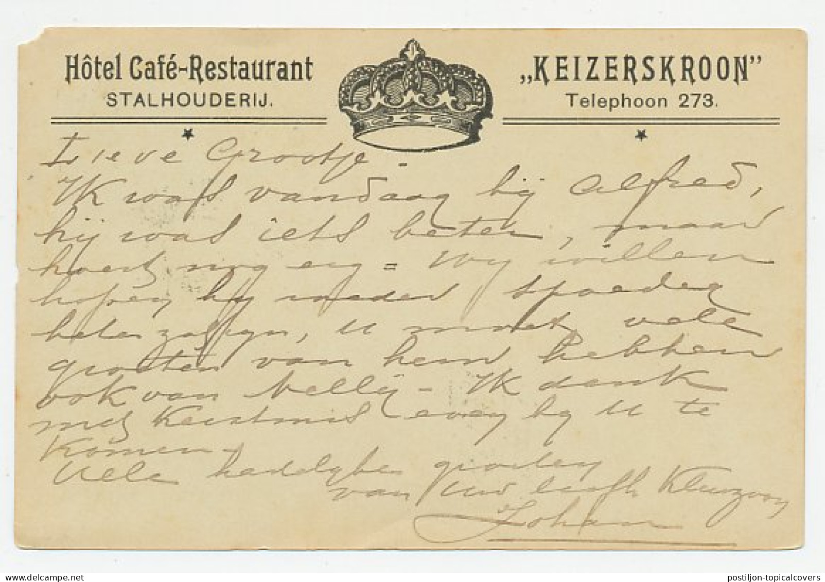 Firma Briefkaart Zutphen 1906 - Hotel / Cafe / Stalhouderij - Unclassified