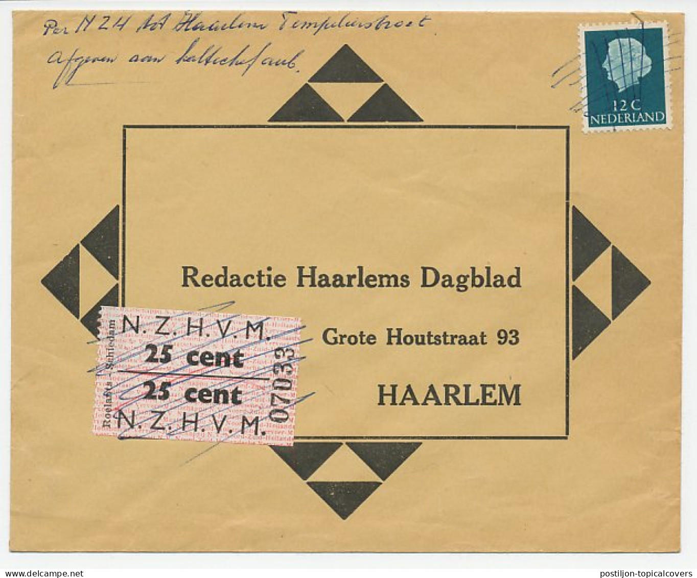 Haarlem - Persbrief NZHVM 25 Cent - Ohne Zuordnung