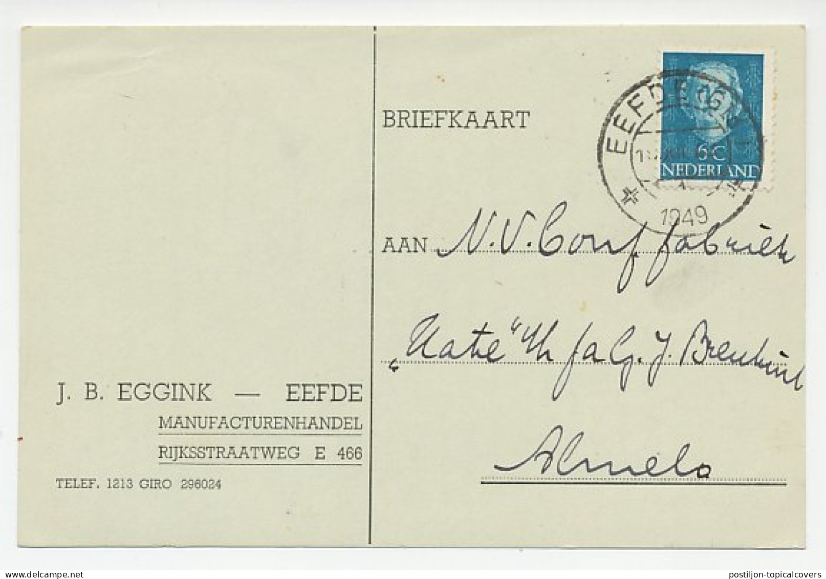 Firma Briefkaart Eefde 1949 - Manufacturen - Non Classificati