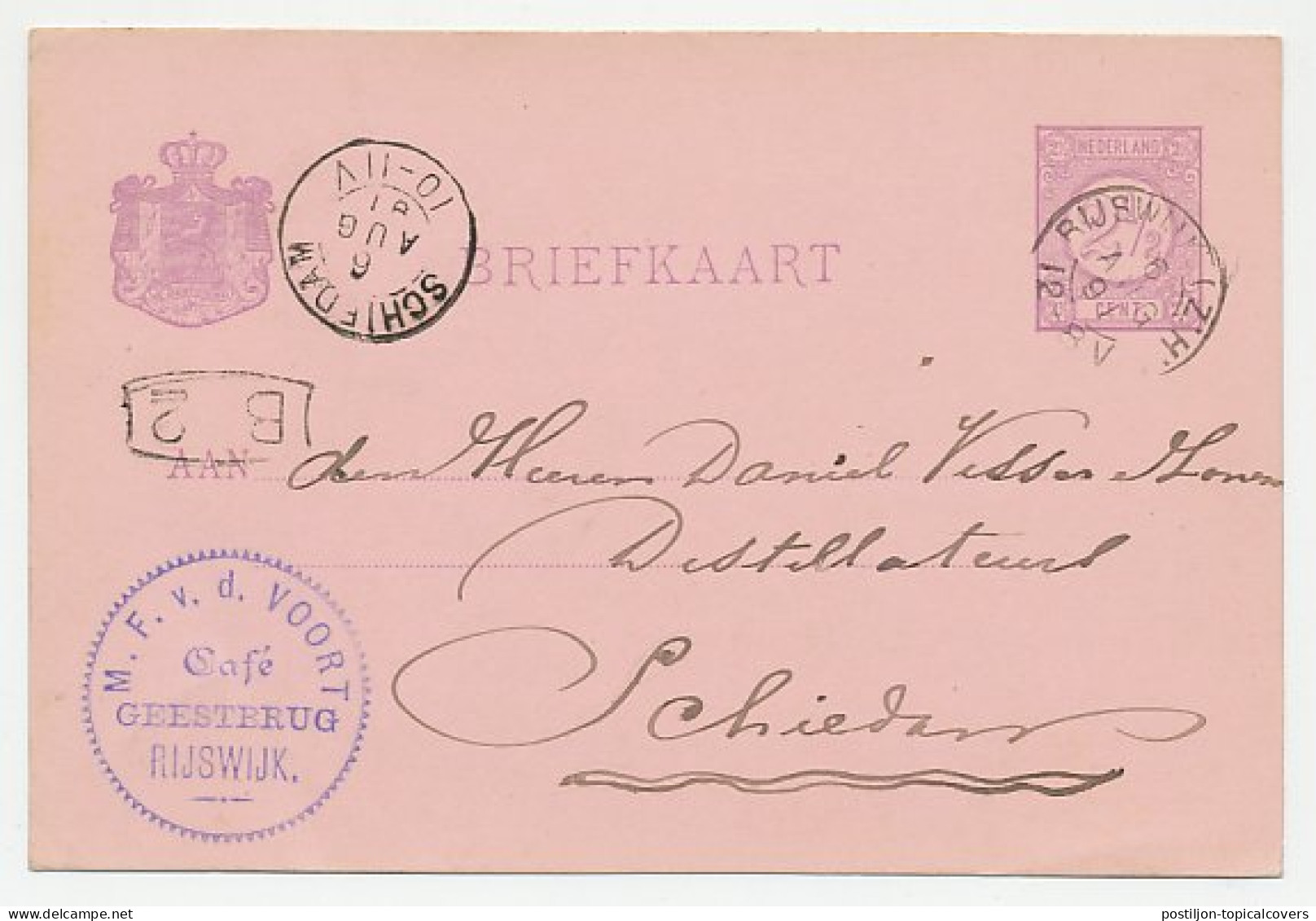 Briefkaart Rijswijk 1891 - Cafe Geestbrug - Unclassified