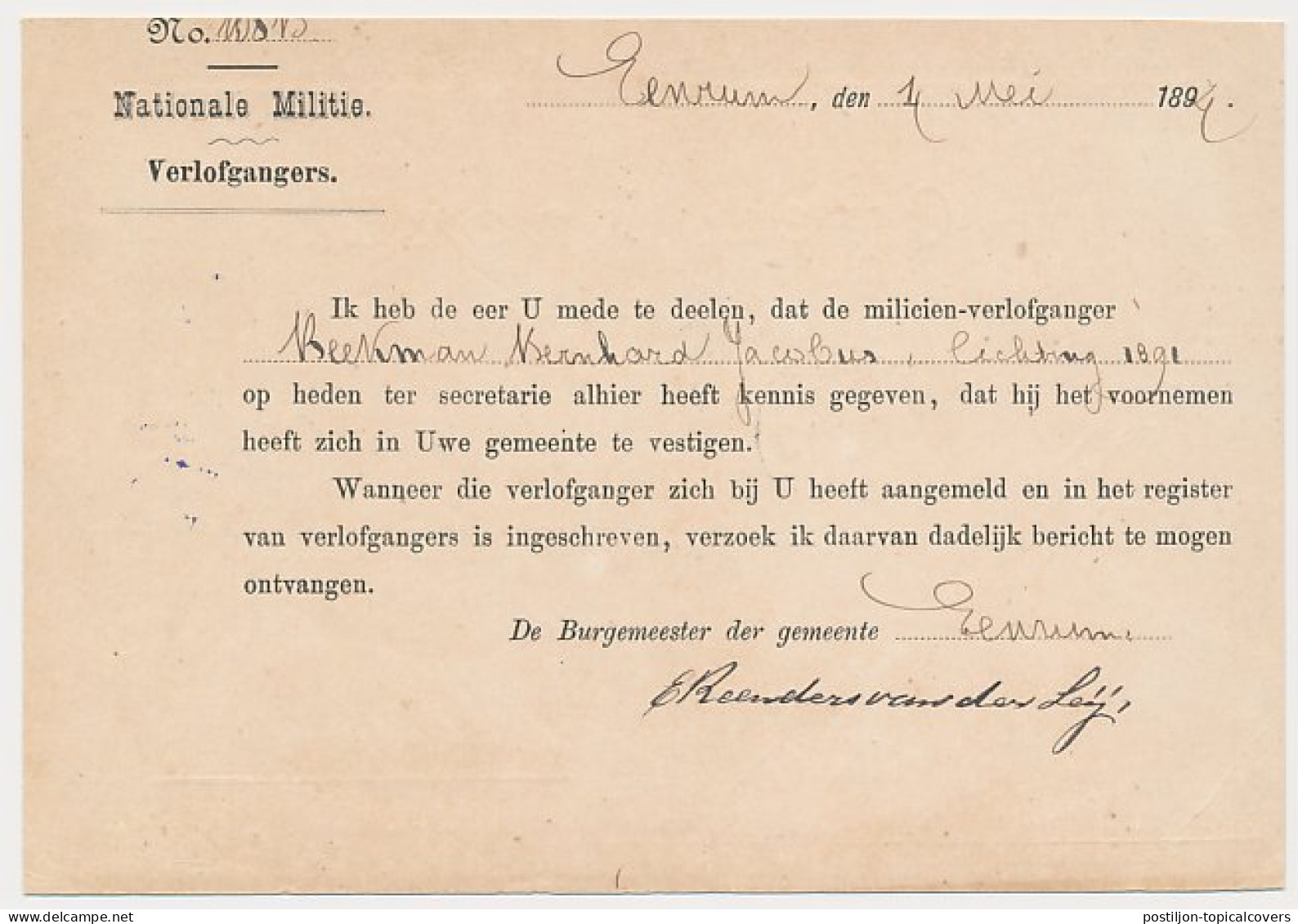 Kleinrondstempel Eenrum 1894 - Non Classificati