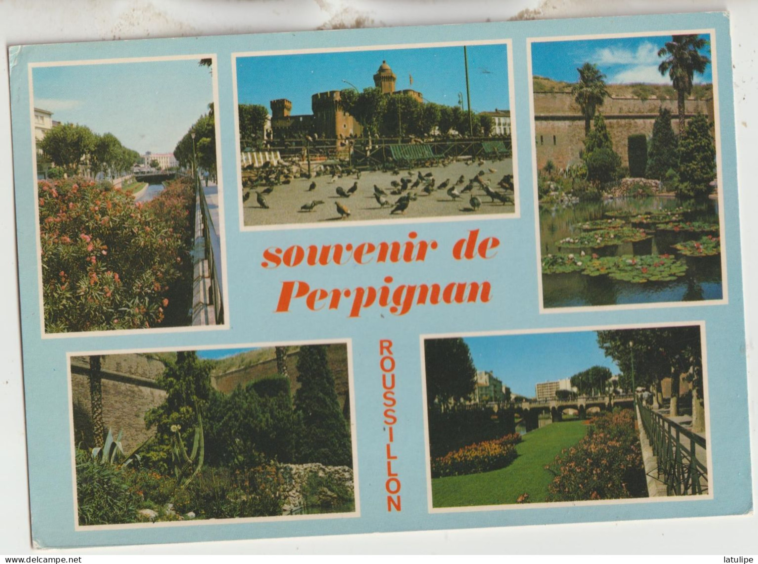 Perpignan 66  Carte Circulée Timbrée  Multivues ( 5 ) Souvenirs  Roussillon - Perpignan