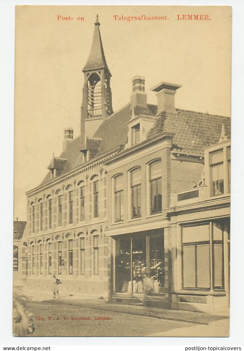 Prentbriefkaart Postkantoor Lemmer - Autres & Non Classés