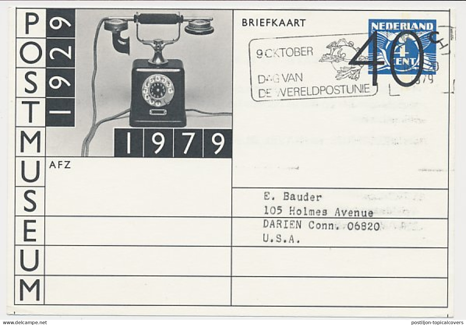 Briefkaart G. 357 Particulier Bedrukt Utrecht - USA 1979 - Ganzsachen
