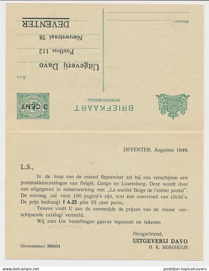 Briefkaart G. 97 I Particulier Bedrukt Deventer 1949 - Ganzsachen