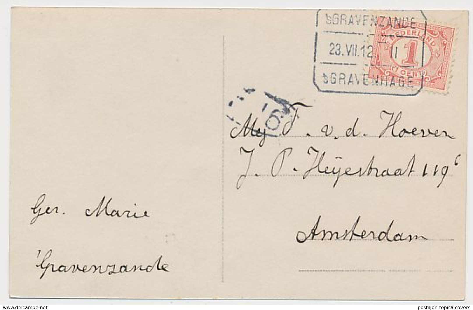 Treinblokstempel : S Gravenzande - S Gravenhage II 1912 - Non Classés