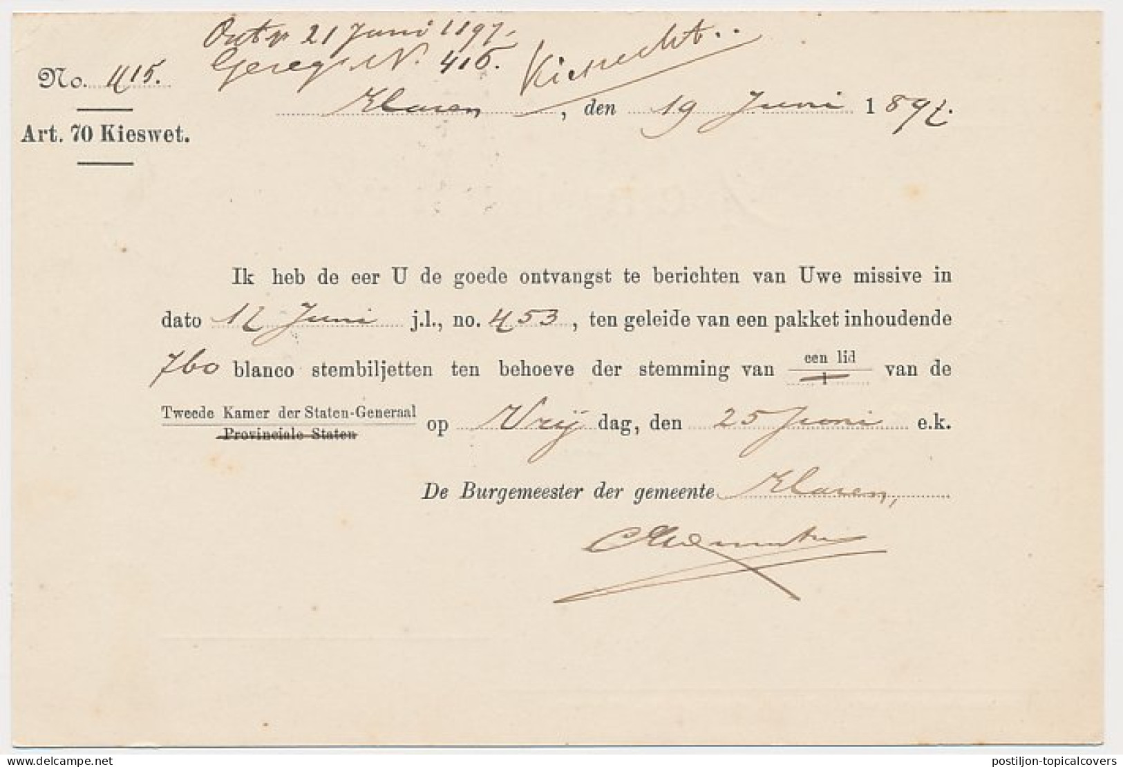 Kleinrondstempel Haren (Gron:) 1897 - Zonder Classificatie