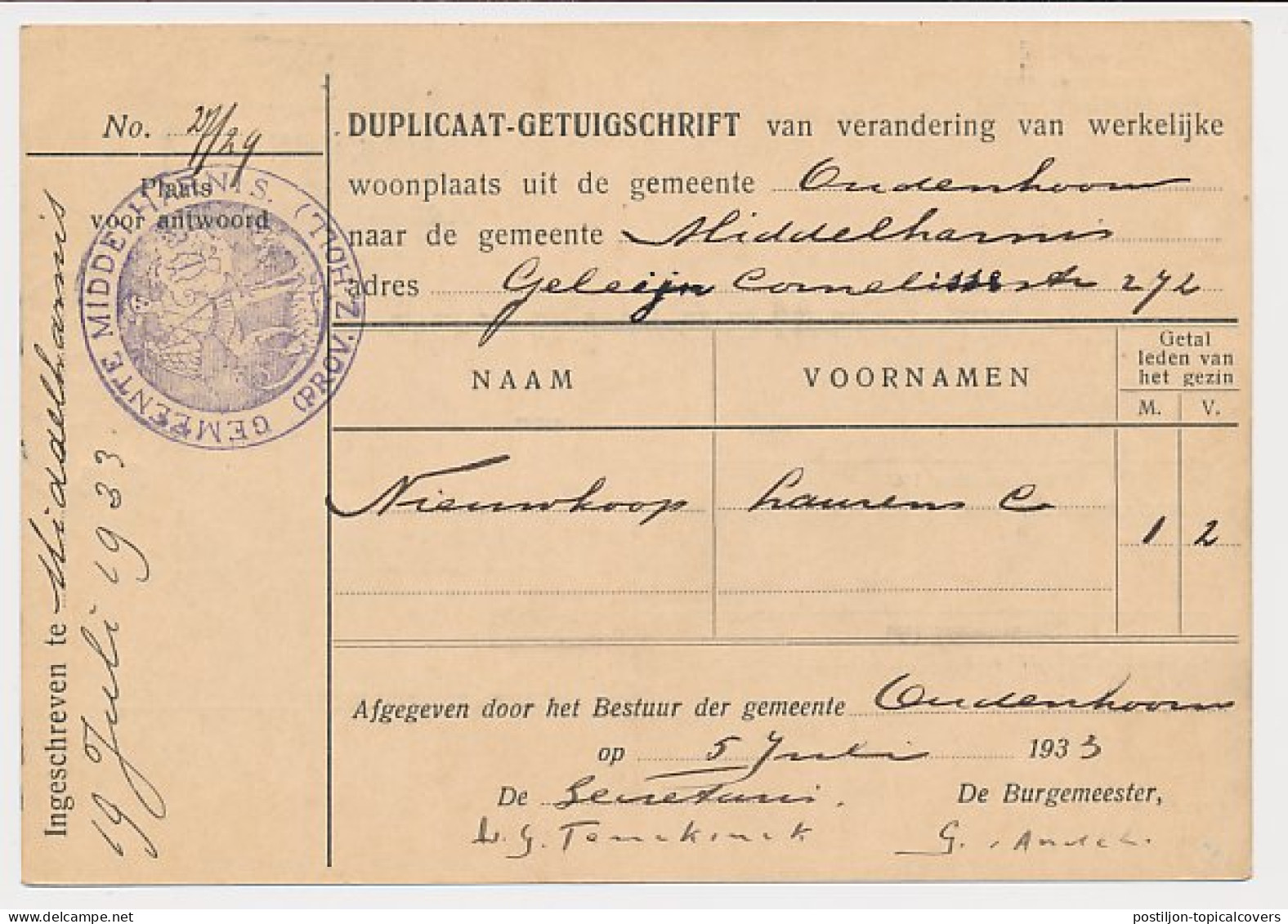 Treinblokstempel : Rotterdam - Hellevoetsluis B 1933 - Non Classificati