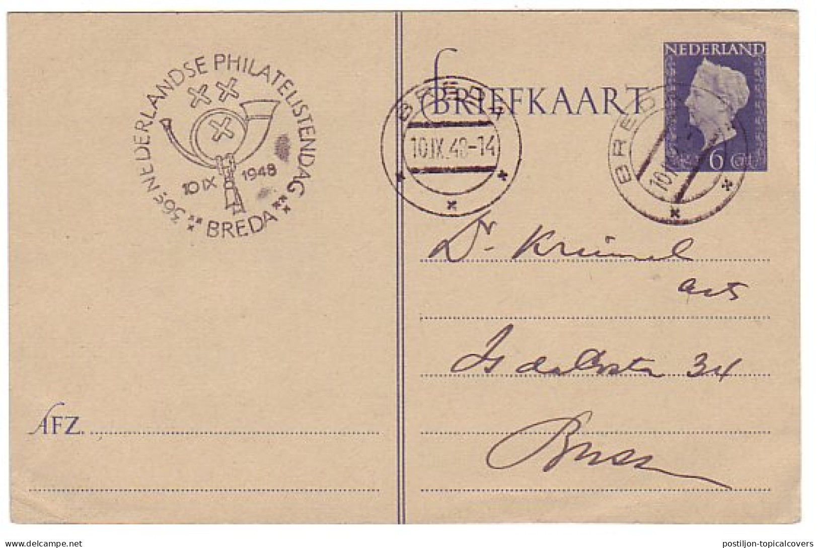 Briefkaart Locaal Te Breda 1948 - Proefstempel - Unclassified