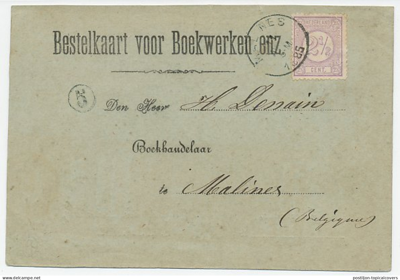 Em. 1876 Stempel Malines Belgie - Bestelkaart Voor Boeken - Storia Postale