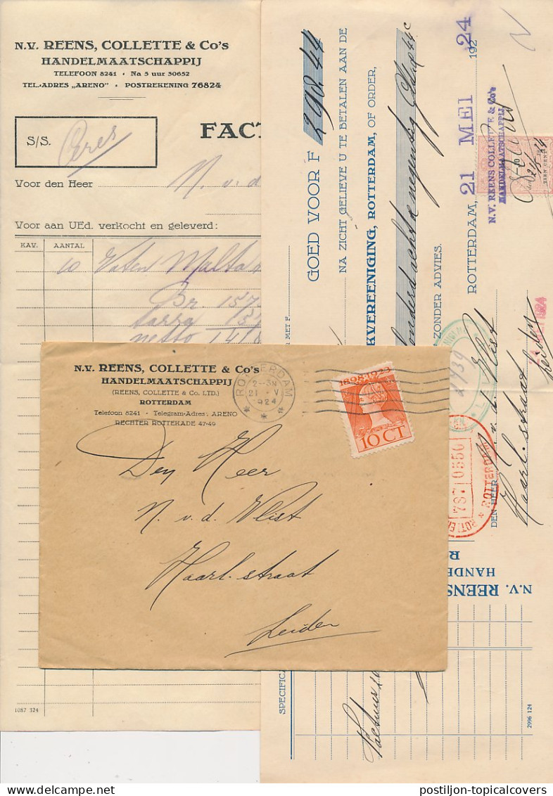 Envelop / Nota / Kwitantie Rotterdam 1924 - Handelmaatschappij - Zonder Classificatie