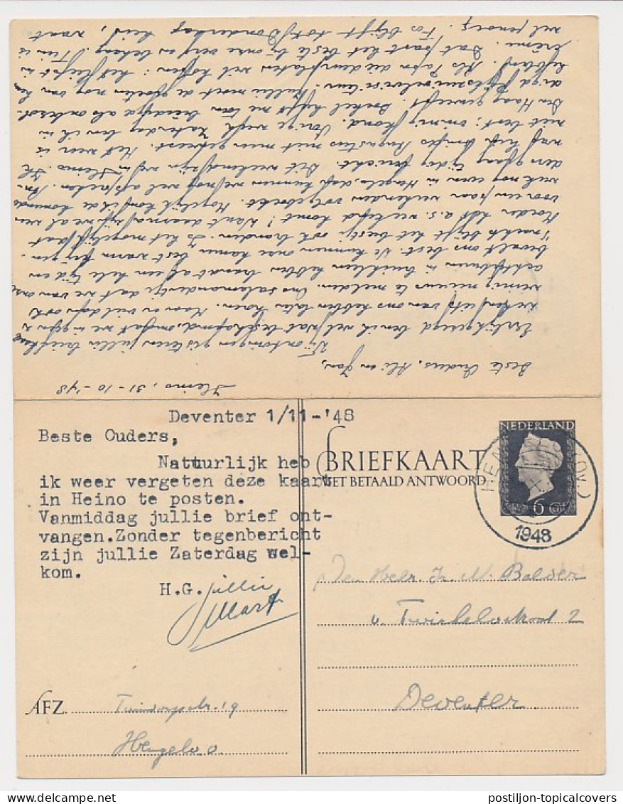 Briefkaart G. 298 Hengelo - Deventer 1948 V.v. - Entiers Postaux