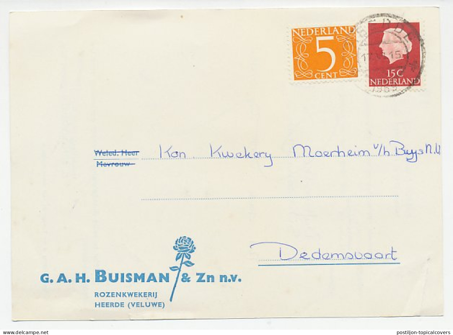 Firma Briefkaart Heerde 1969 - Rozenkwekerij - Unclassified