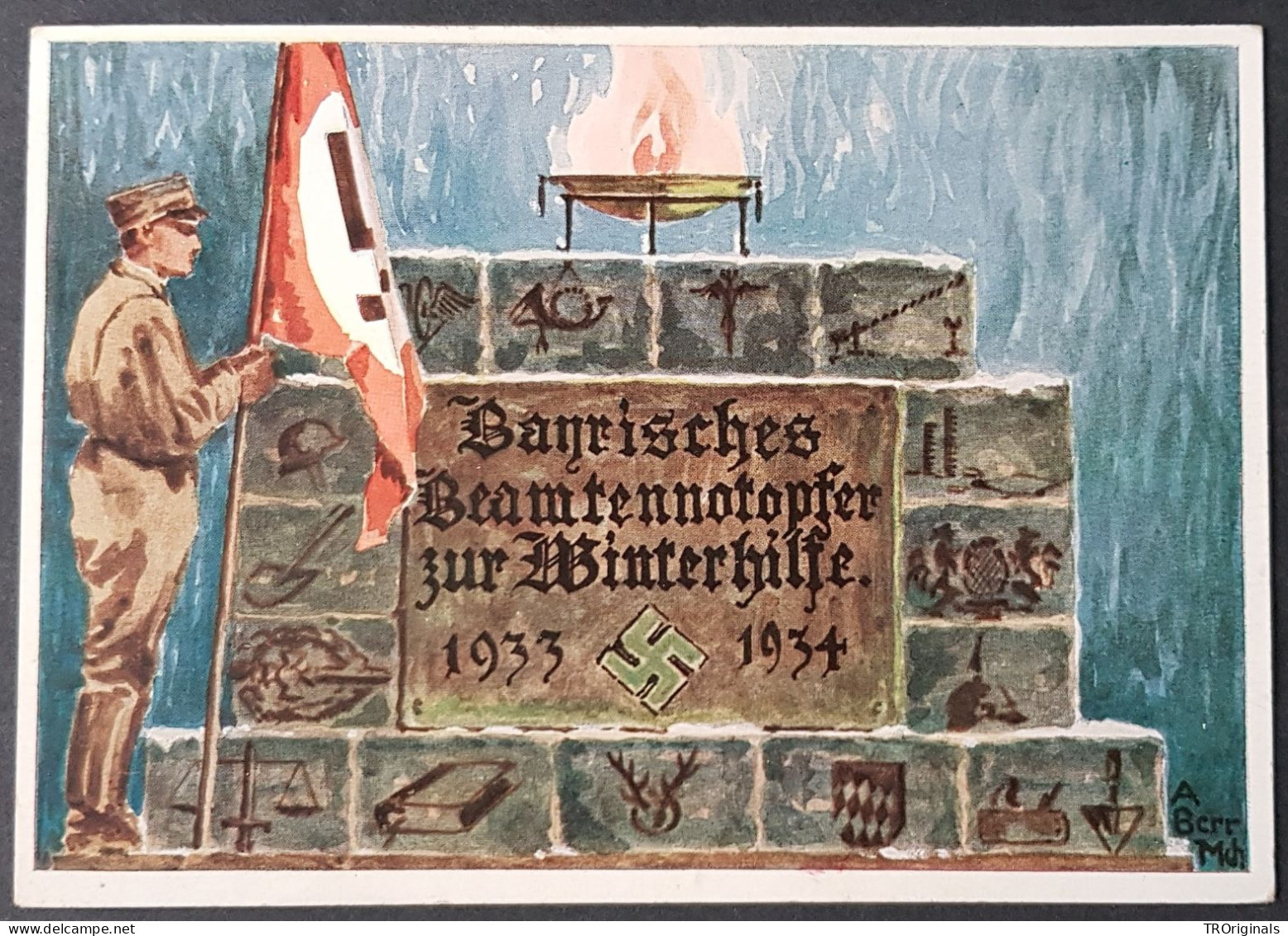 GERMANY THIRD 3rd REICH ORIGINAL PROPAGANDA CARD WHW WINTER AID SACRIFICE RARE - War 1939-45