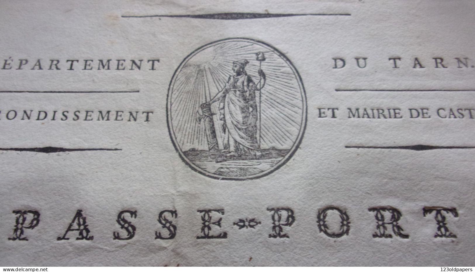 AN XI  1802 PASSE PORT POUR SE RENDREA MARSEILLE DE CASTRES TARN PROFESSION SURNUMERAIRE AU BUREAU DES DOMAINES - Historische Dokumente