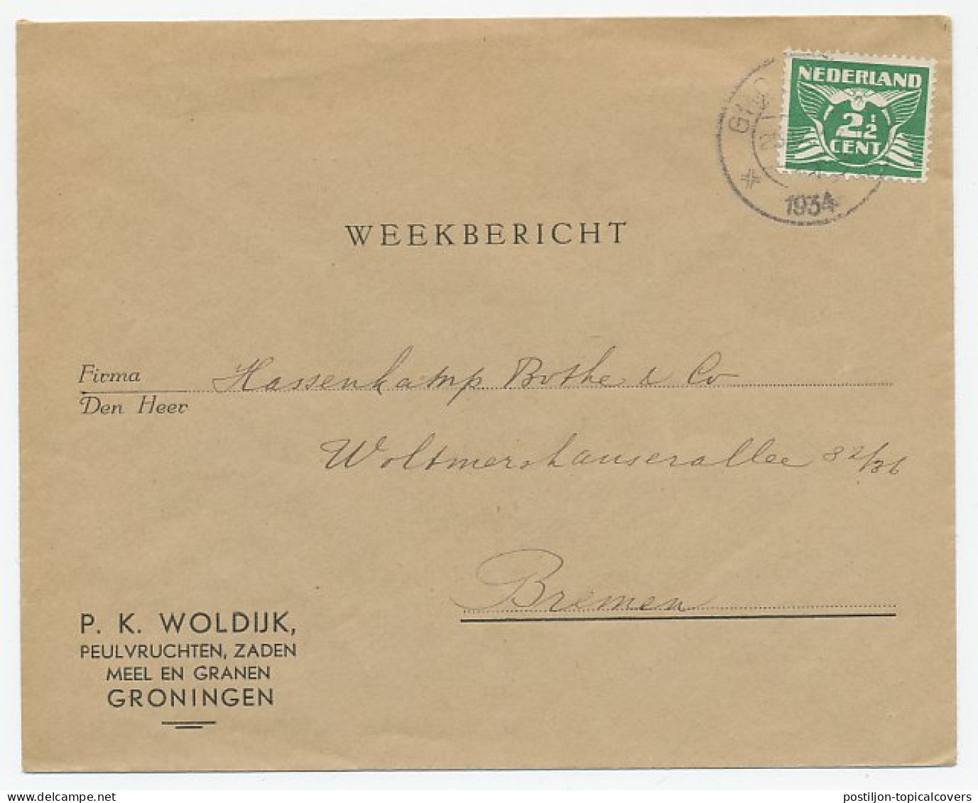 Em. Duif Weekbericht Groningen - Duitsland 1934 - Zonder Classificatie