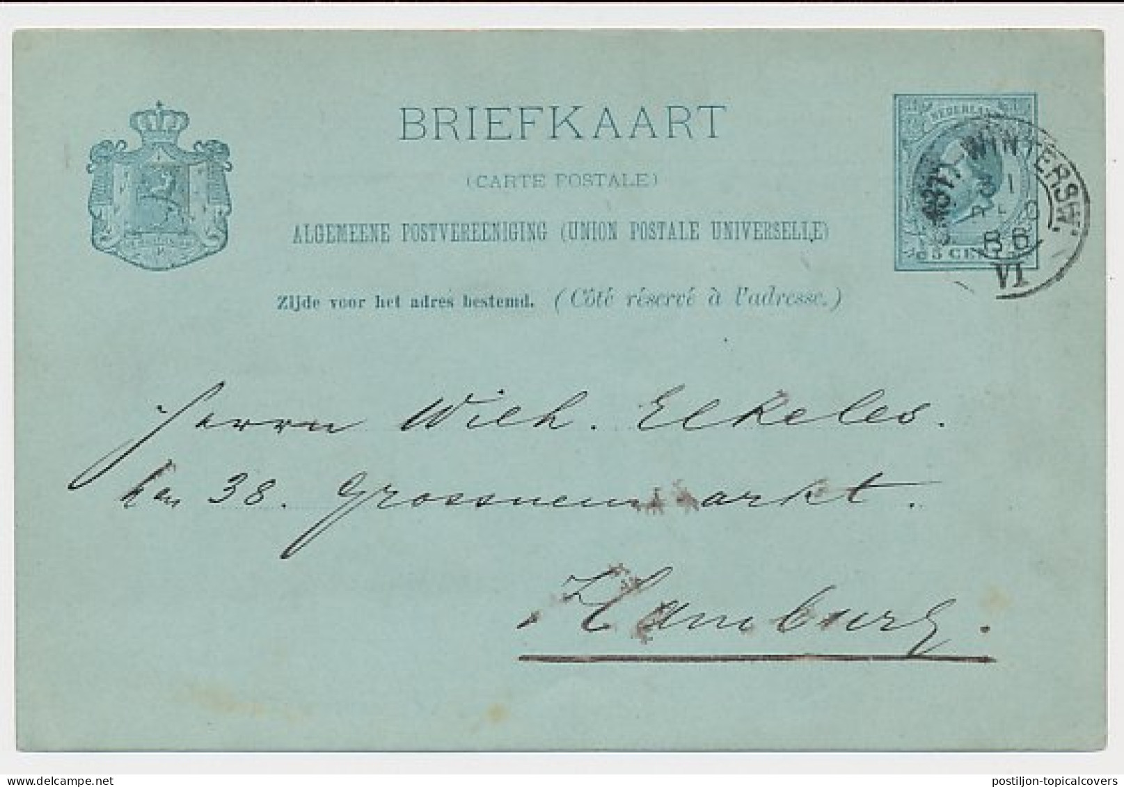 Briefkaart G. 27 Particulier Bedrukt Amsterdam - Duitsland 1886 - Interi Postali