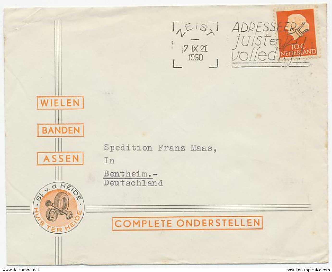 Firma Envelop Huis Ter Heide 1960 - Wielen / Banden / A.z. Kaart - Unclassified