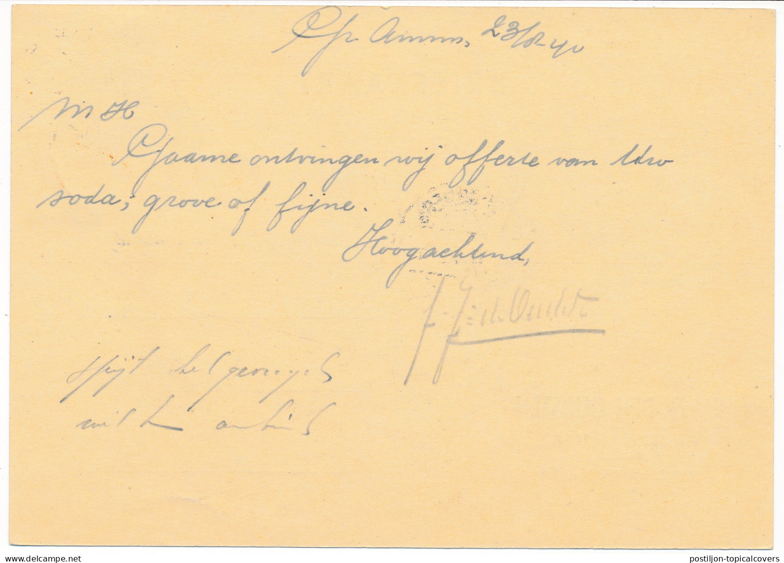 Firma Briefkaart Groot Ammers 1940 - Fa. Den Oudsten - Unclassified