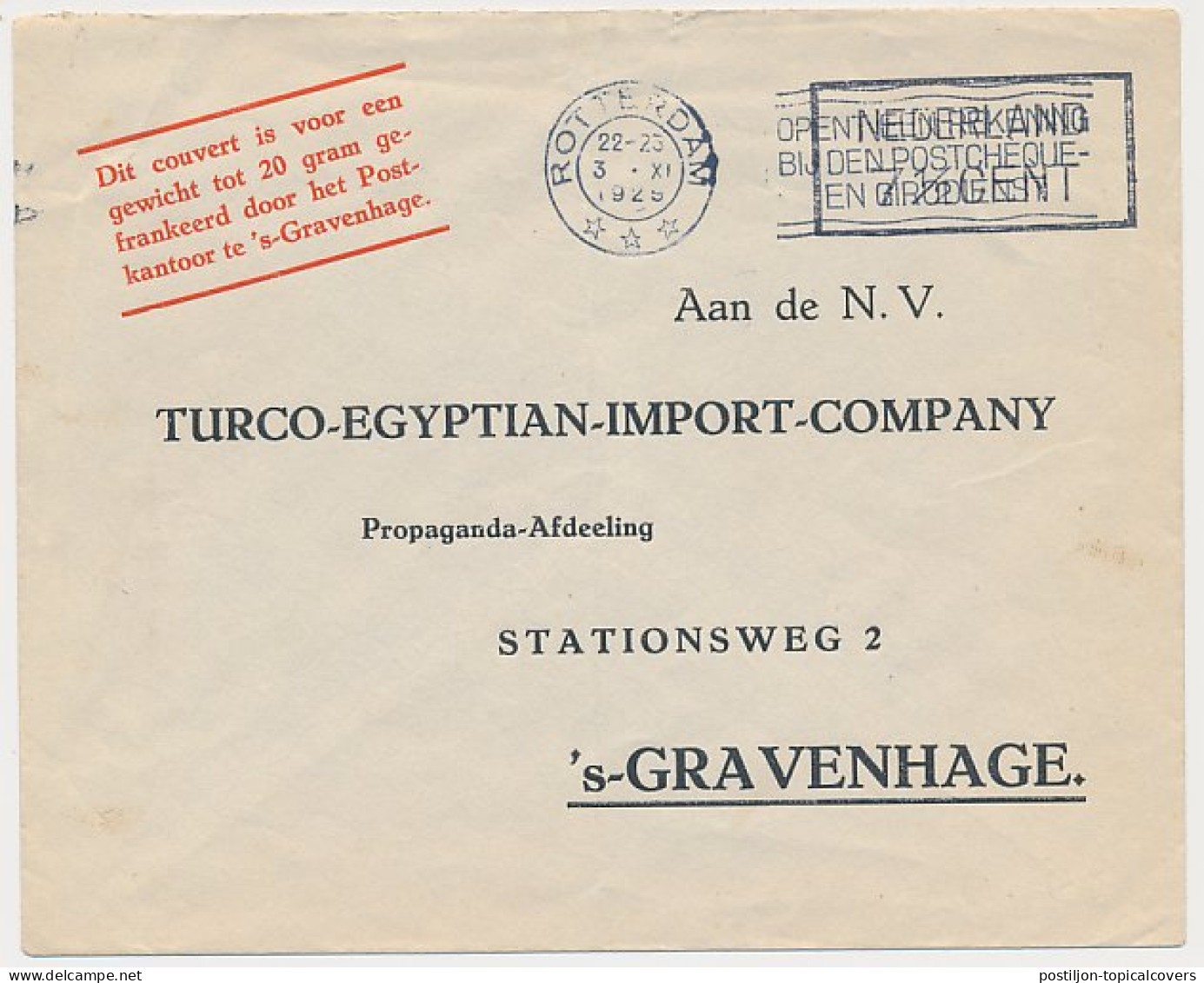 Antwoordenvelop Geuzendam PP29-3 - Baarfrankering 1929 - Postal Stationery