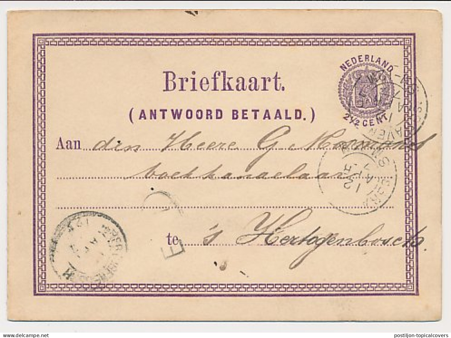 Briefkaart G. 2 S Gravenhage - S Hertogenbosch 1877 - Ganzsachen