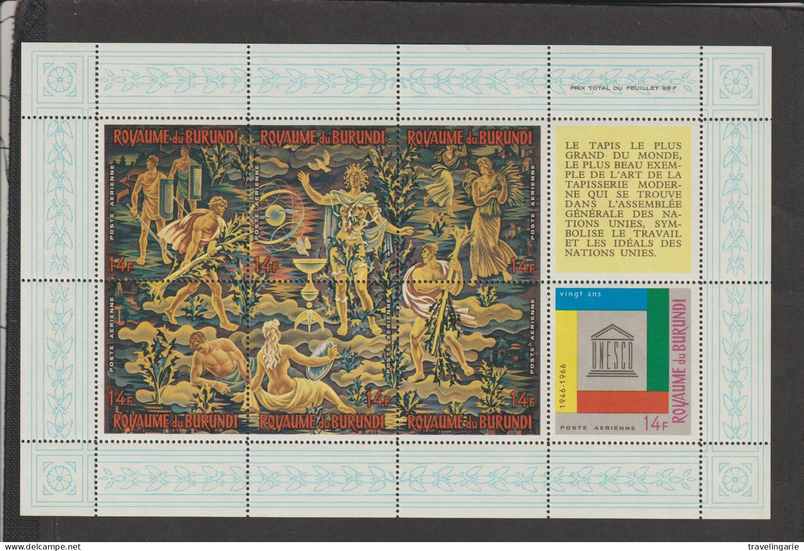 Burundi 1966 S/S 20th Anniversary UNESCO French Text MNH/** - Hojas Y Bloques