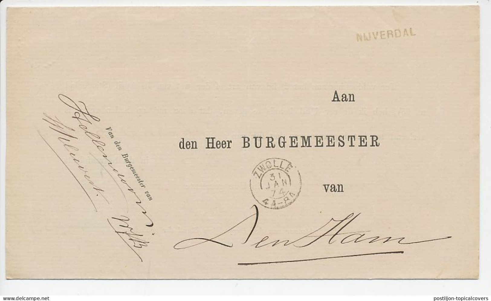 Naamstempel Nijverdal 1874 - Lettres & Documents