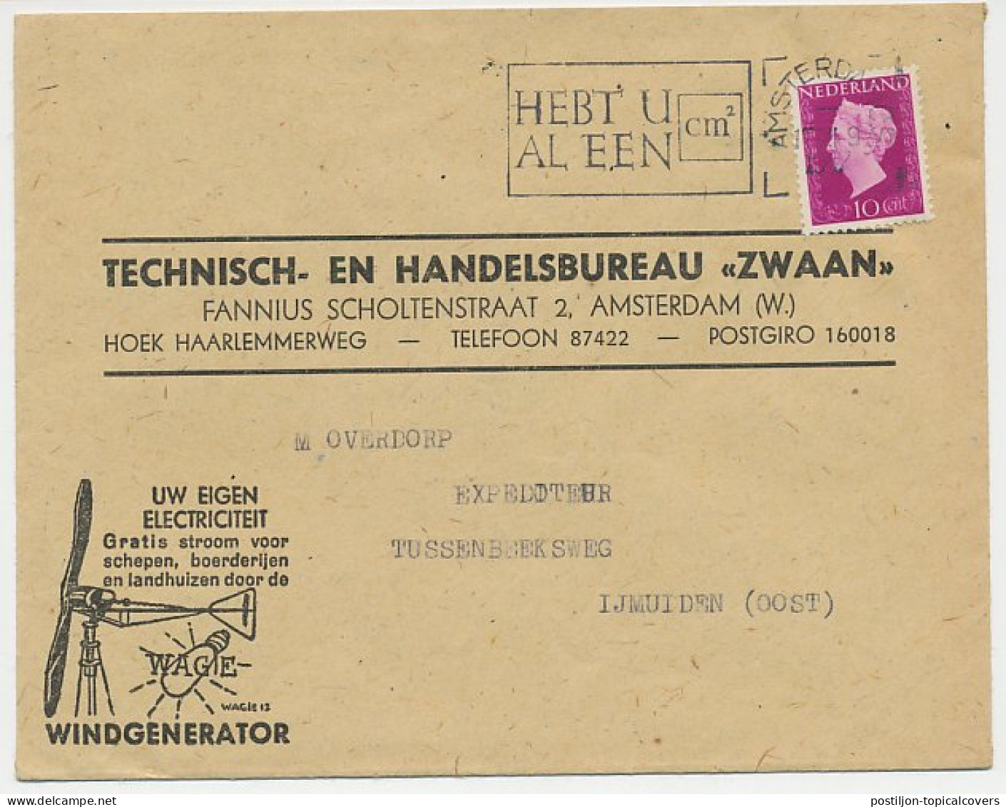 Firma Envelop Amsterdam 1947 - Electriciteit / Windgenerator - Zonder Classificatie