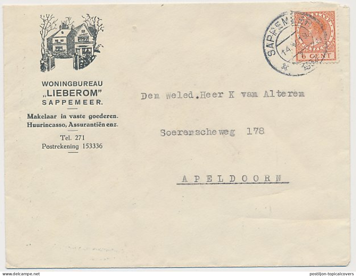 Firma Envelop Sappemeer 1937 - Makelaar - Woningbureau - Zonder Classificatie