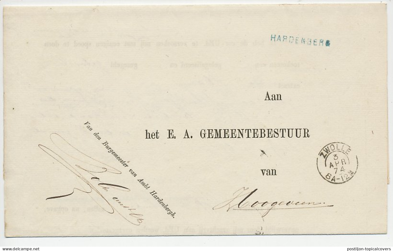 Naamstempel Hardenberg 1874 - Covers & Documents