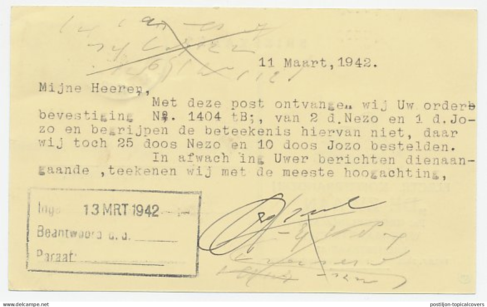 Firma Briefkaart Maastricht 1942 - Koffiebranderij De Zwaan - Non Classés