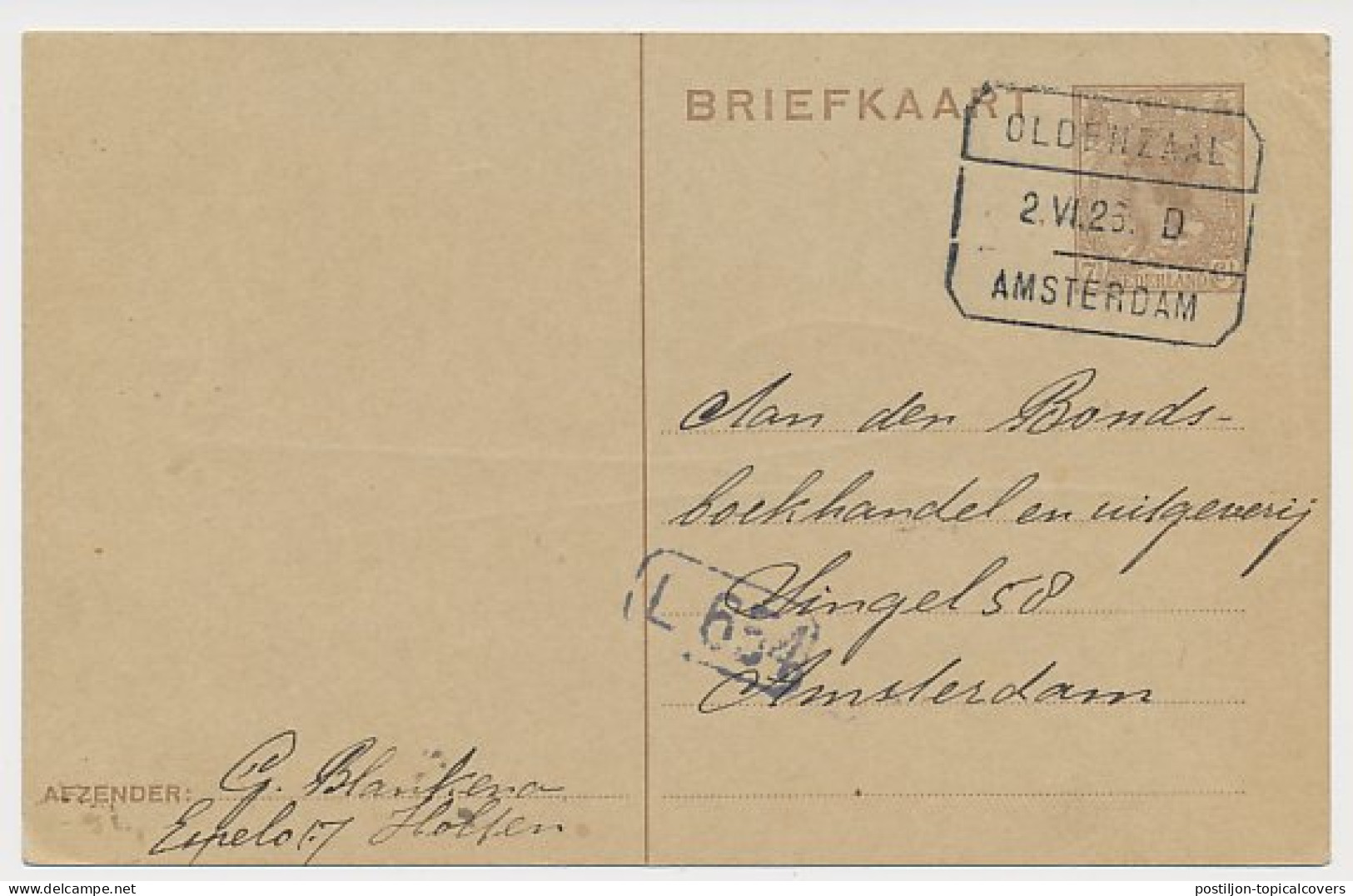 Treinblokstempel :Oldenzaal - Amsterdam D 1926 (Espelo / Holten) - Non Classificati