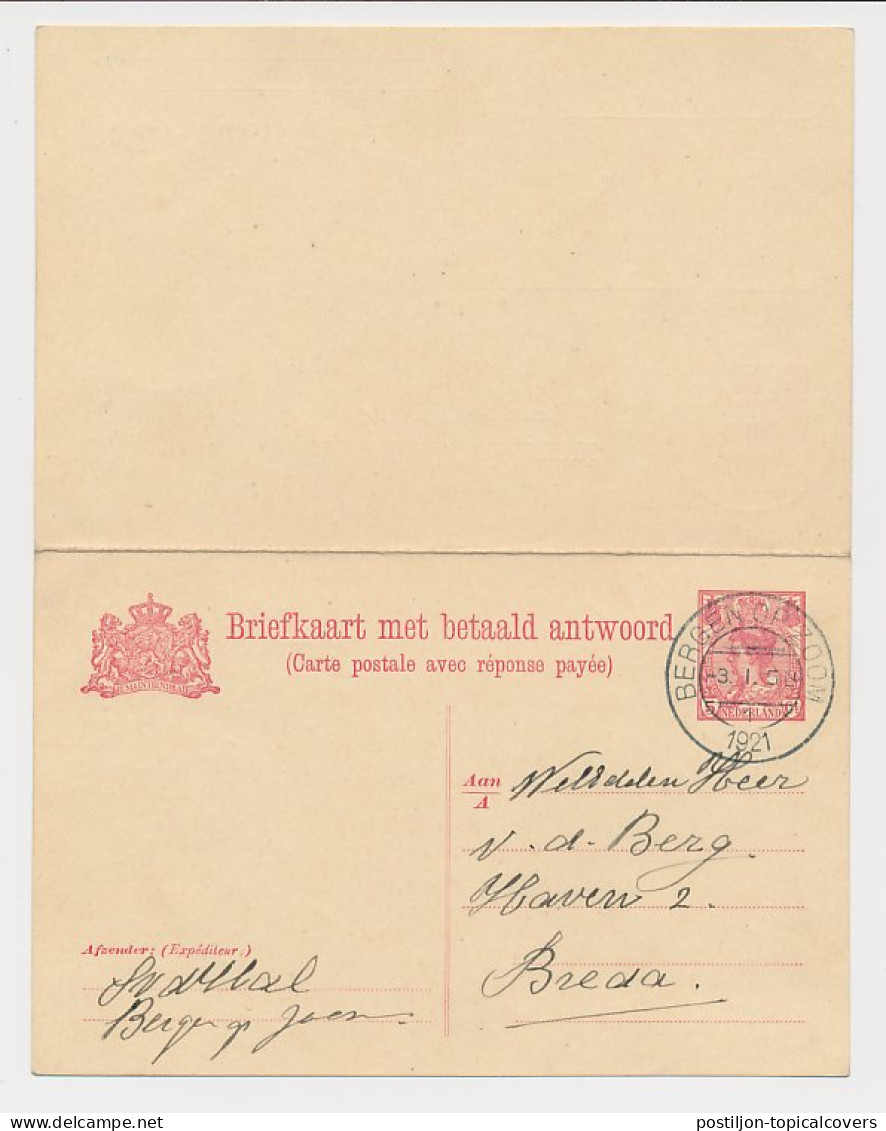 Briefkaart G. 105 Bergen Op Zoom - Breda 1921 - Postwaardestukken