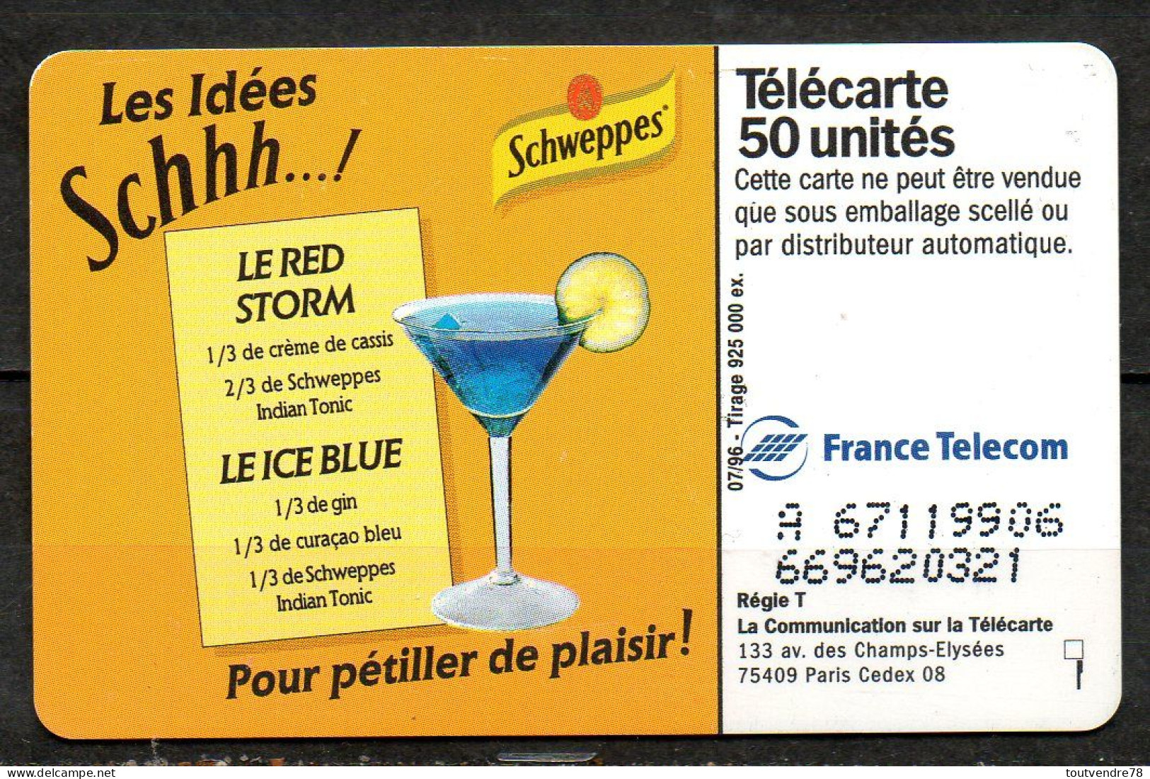 C305 : France F667 SCHWEPPES Verre 50U-SO3 1996 - 1996