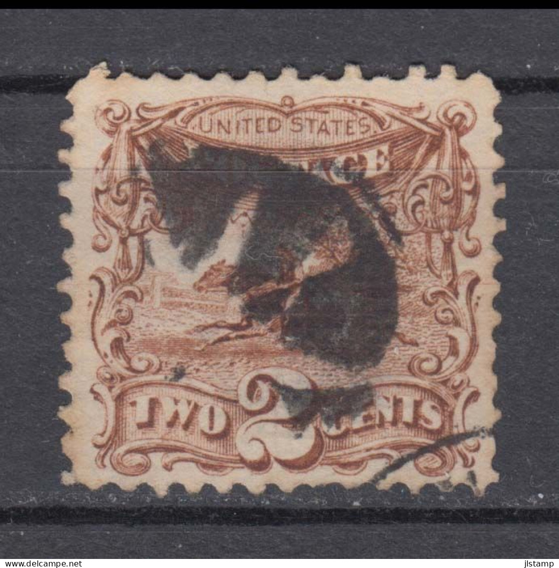 US 1869 Post Horse And Rider 2c,Grill,fine Used Stamp ,Scott#113,VF, $85 - Gebraucht