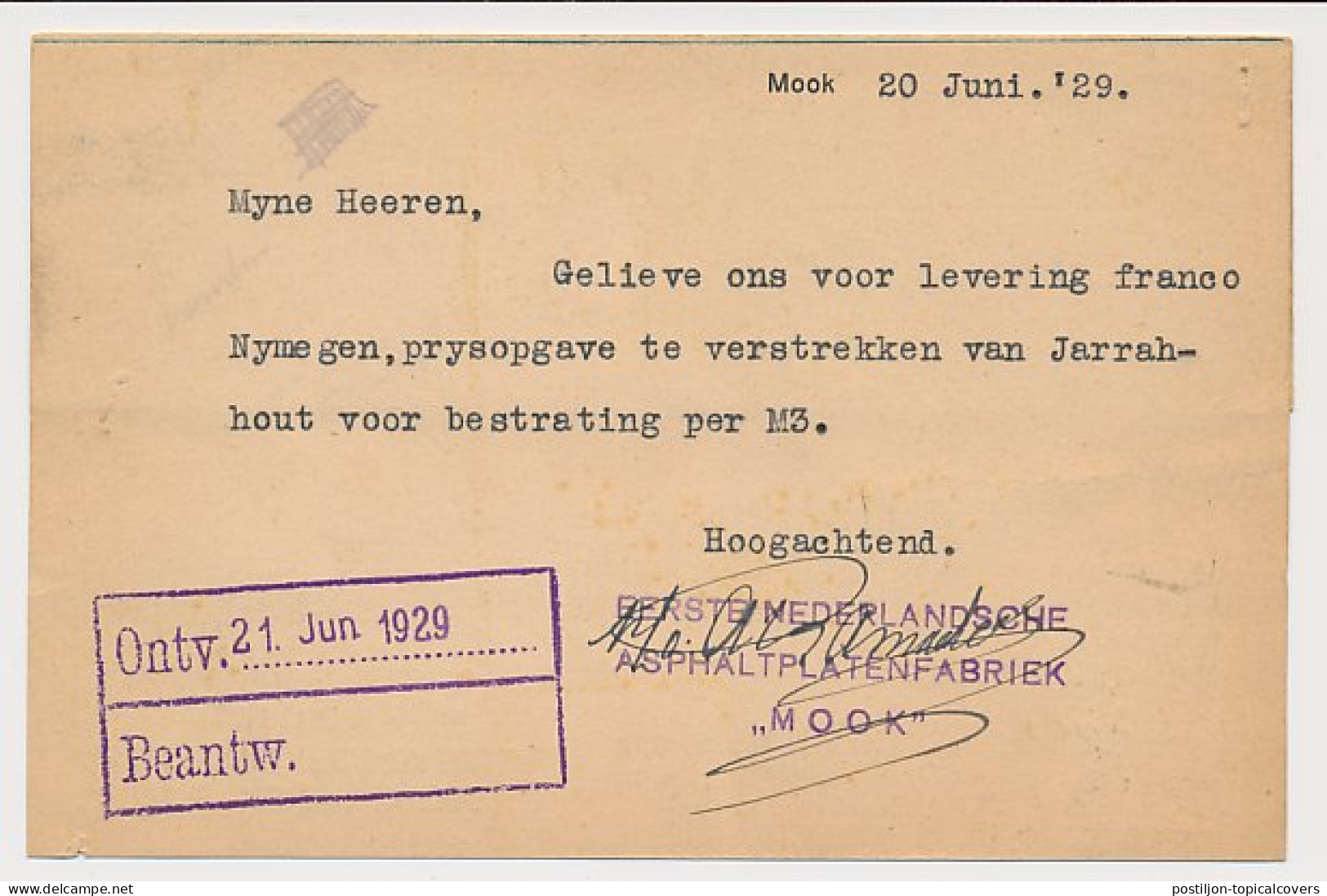 Treinblokstempel : Venlo - Nijmegen III 1929 - Unclassified