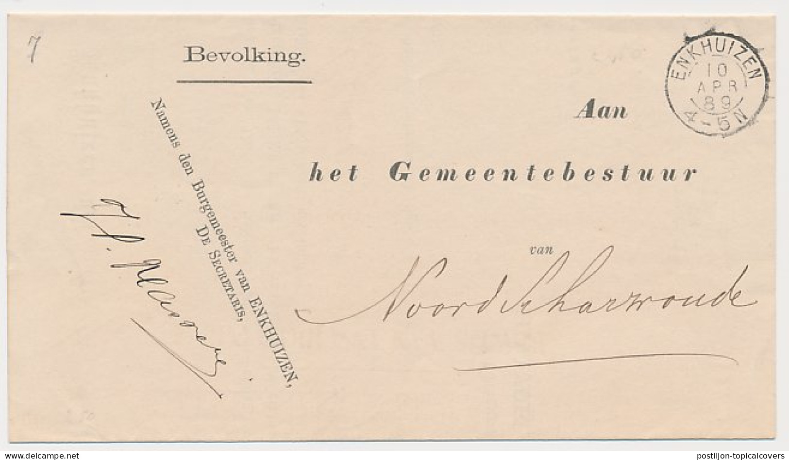 Kleinrondstempel Enkhuizen 1889 - Ohne Zuordnung