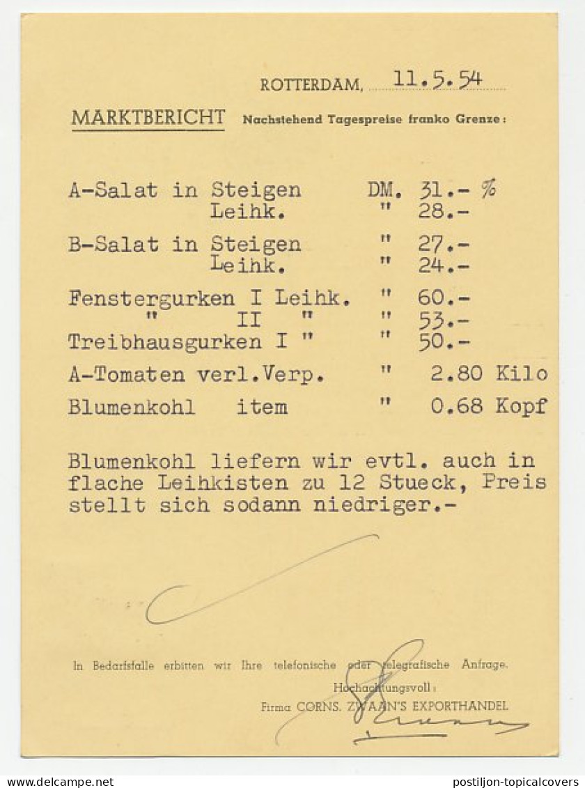 Firma Briefkaart Rotterdam 1954 - Export / Druiventros - Non Classés