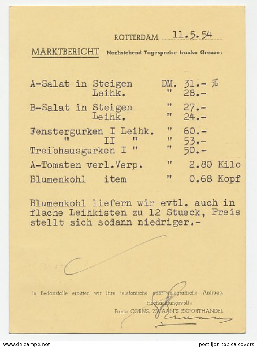 Firma Briefkaart Rotterdam 1954 - Export / Druiventros - Non Classificati