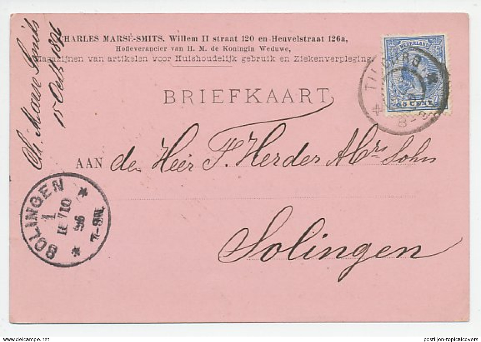 Firma Briefkaart Tilburg 1896 - Gebruiksartikelen - Ohne Zuordnung