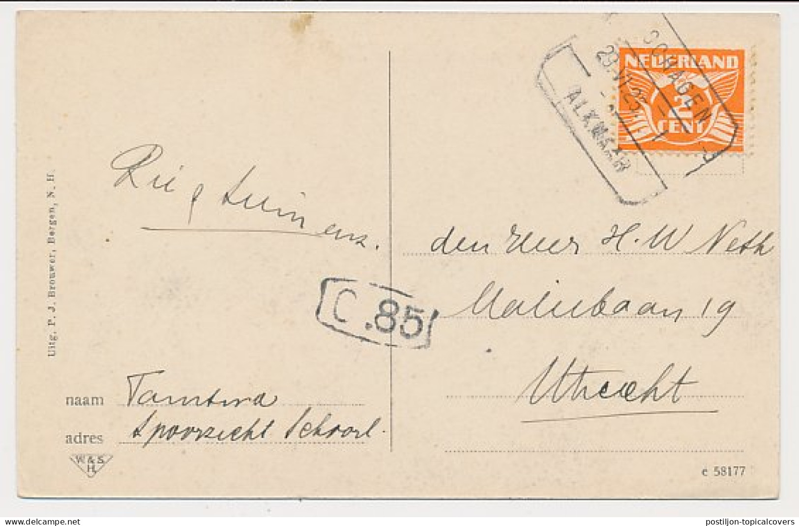 Treinblokstempel : Schagen - Alkmaar I 1925 - Ohne Zuordnung