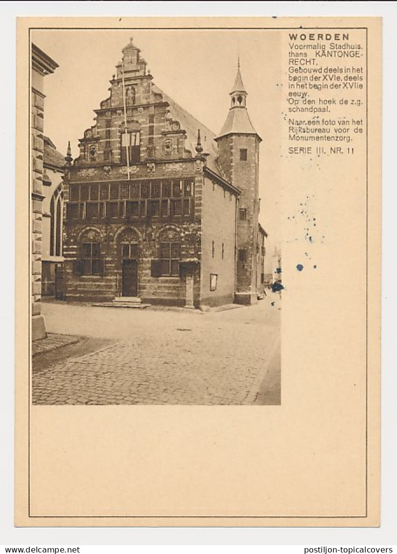 Briefkaart G. 227 H ( Woerden ) Rotterdam - Belgie 1937 - Interi Postali