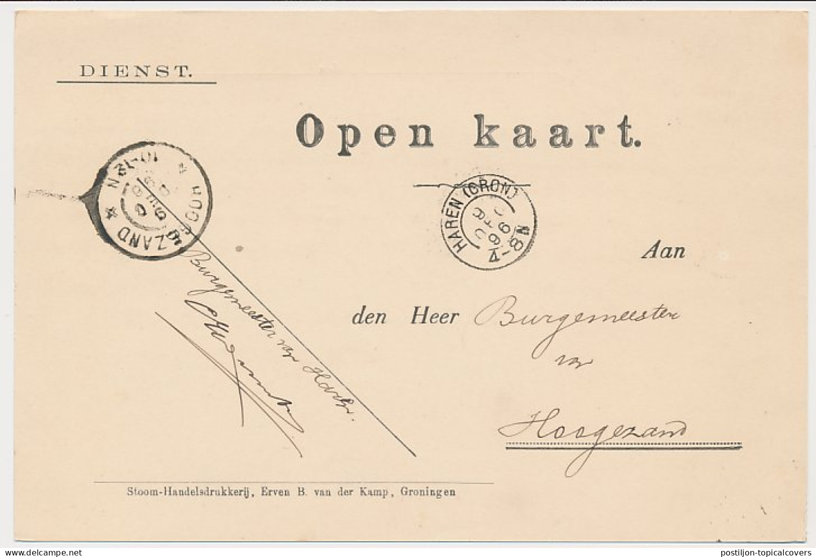 Kleinrondstempel Haren (Gron:) 1896 - Non Classés