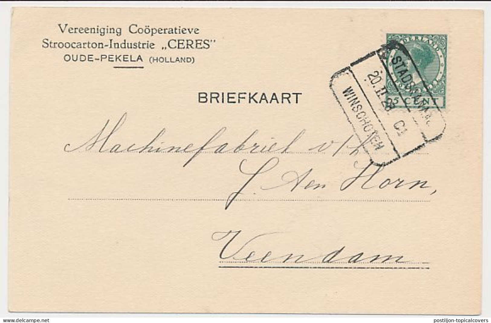 Treinblokstempel :Stadskanaal - Winschoten C1 1928 (Oude Pekela) - Unclassified