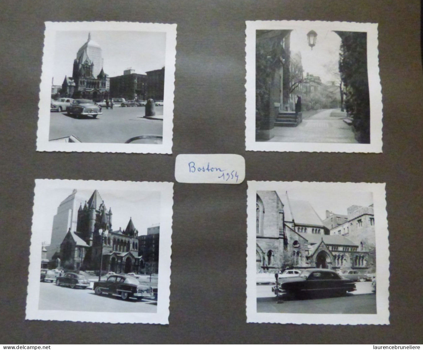 BOSTON (ETATS-UNIS)   - PHOTOS ORIGINALES TIREES D'UN ALBUM  - 1954  - VUES DE LA VILLE- UNIVERSITE - AUTOMOBILES - Albums & Collections