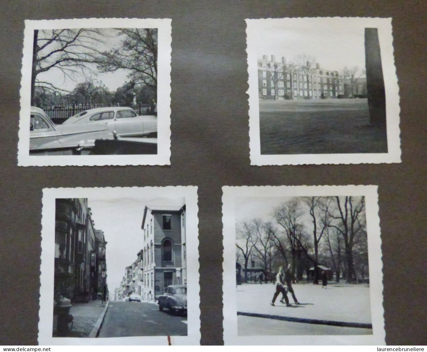 BOSTON (ETATS-UNIS)   - PHOTOS ORIGINALES TIREES D'UN ALBUM  - 1954  - VUES DE LA VILLE- UNIVERSITE - AUTOMOBILES - Albums & Verzamelingen