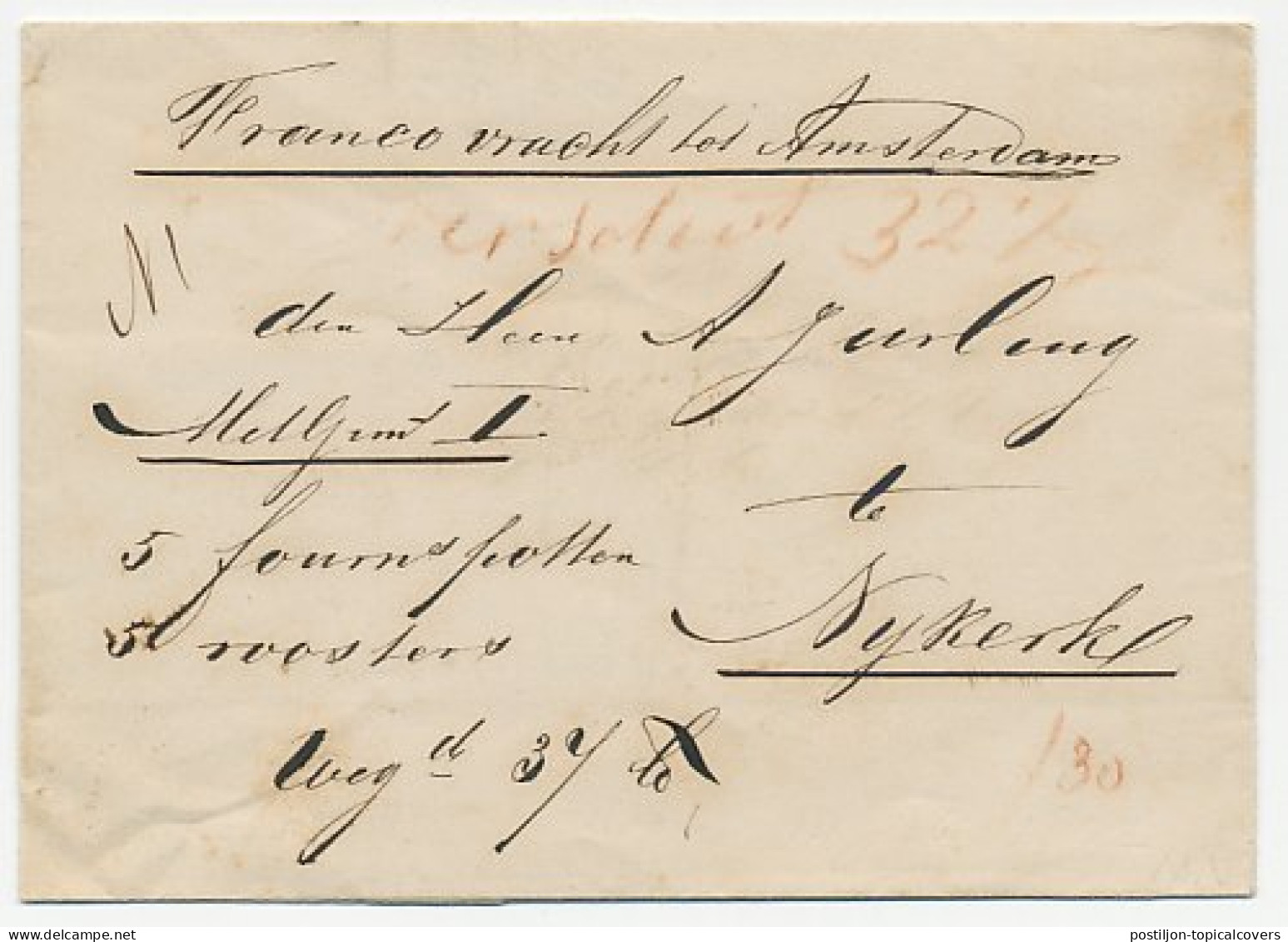 Deventer - Nijkerk - Amsterdam 1857 - Geleidebrief - ...-1852 Prephilately