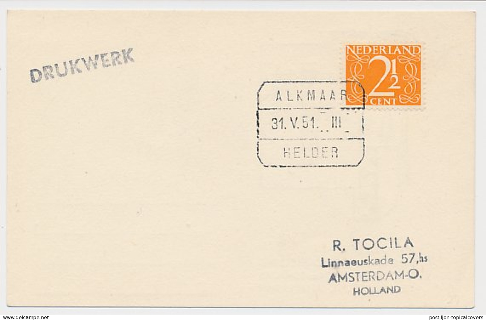 Treinblokstempel : Alkmaar - Helder III 1951 - Unclassified