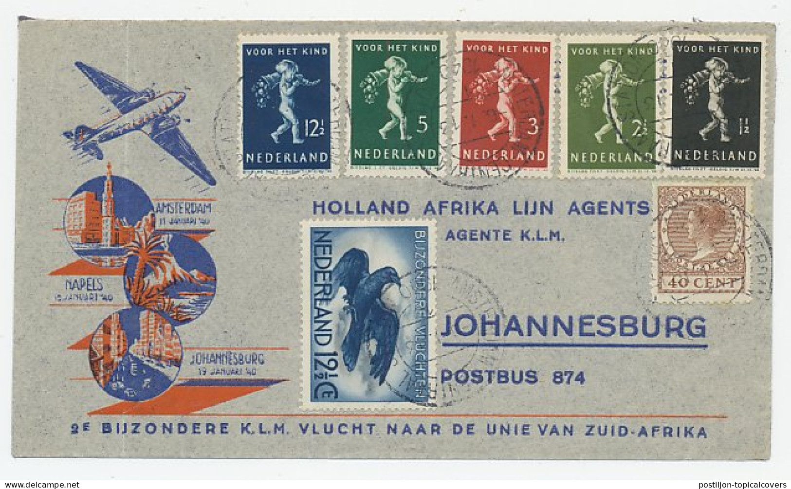 VH A 164 Amsterdam - Johannesburg Z.A. 1940 - Unclassified